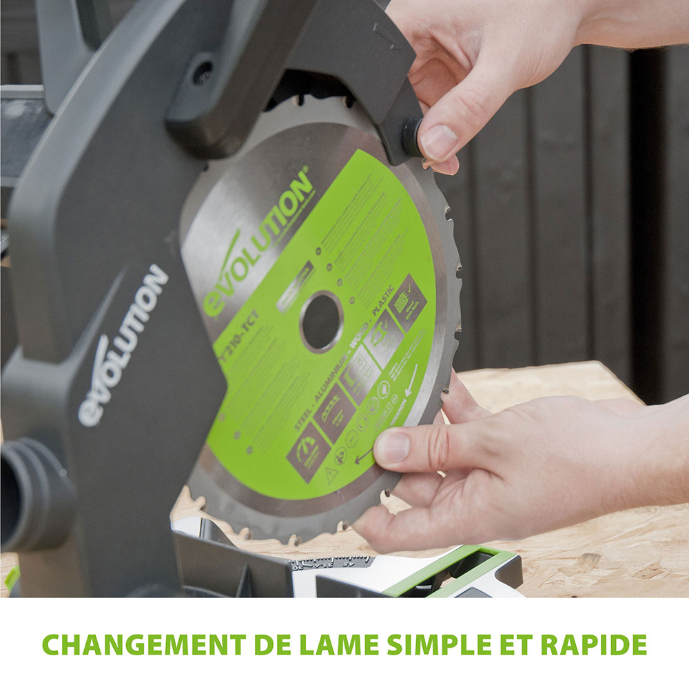 Scie à onglet 210mm Evolution F210CMS avec lame multi-matériaux TCT