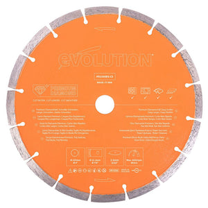 Disque diamant premium segmenté 230mm alésage 22,2mm Evolution pour scie à béton